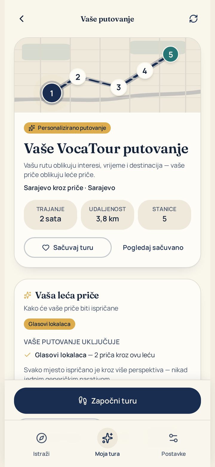 VocaTour demo — personalizovana ruta