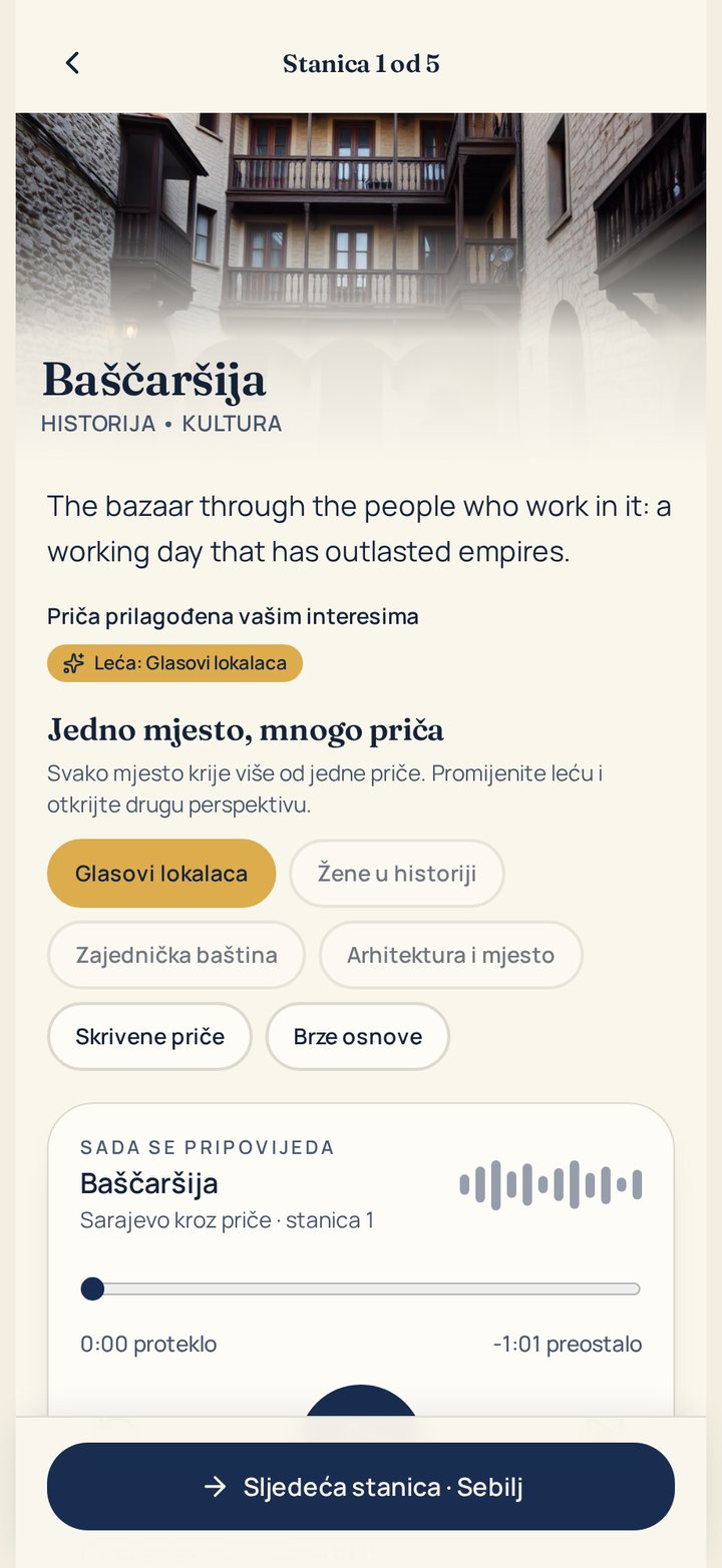 VocaTour demo — audio priča o Baščaršiji